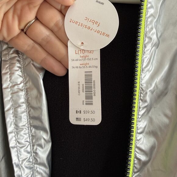 NWT Gymboree Go Outside Metallic Silver Foil Zip Up Retro Hoodie Jacket L (10-12 - Picture 7 of 8